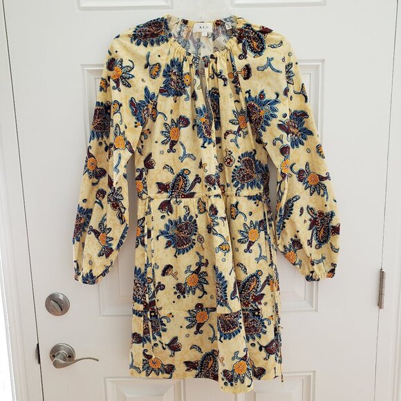 A.L.C. Dresses & Skirts - A.L.C. Yellow and Blue Floral Dress Size 2   100% Cotton